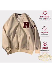 Áo khoác Cardigan Nữ Form rộng Fashion Họa Tiết Chữ R Nổi Siêu Xinh