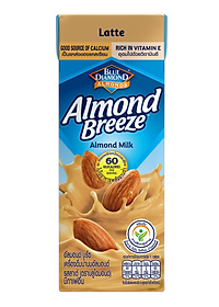 Blue Diamond - Thùng Sữa Hạt Hạnh Nhân ALMOND BREEZE vị Latte 180ml x 24 Hộp