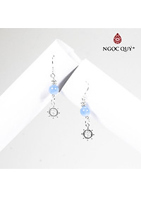 Bông tai bạc đá aquamarine hải lam ngọc mệnh thủy mộc - Ngọc Quý