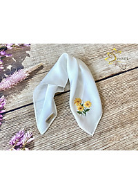 Khăn Tay Thêu Hoa Dã Quỳ SenSilk – Quà Kỷ Yếu, lụa tơ tằm Bảo Lộc 35 X 35 CM