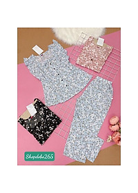 Đồ bộ nữ, đồ ngủ mặc nhà lửng 9 tấc vải lụa mango BL 49 họa tiết hoa nhí dễ thương size 47-65kg.