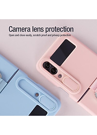 Ốp lưng iRing chống sốc silicon cho Samsung Galaxy Z Flip 4 có nắp đậy bảo vệ Camera hiệu Nillkin Camshield Silky Silicon Case - chống sốc cực tốt, chất liệu cao cấp, trang bị iring đeo tay chống rơi rớt - Hàng nhập khẩu