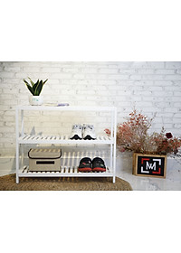 KỆ GIÀY GỖ/ KỆ TRANG TRÍ LẮP RÁP HÀN QUỐC ĐA NĂNG 3 TẦNG - BENCH 3F 800  WHITE