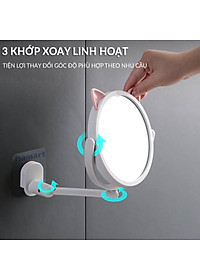 Gương Trang Điểm Dán Tường Xoay 360 Độ Họa Tiết Mèo - Chính Hãng 