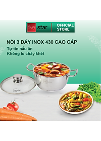 Bộ Nồi và chảo 3 Đáy Inox 430 Fivestar Standard bếp từ nắp kính
