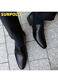 Giày tây nam da bò đế cao su SUNPOLO SKT116 phiên bản đen