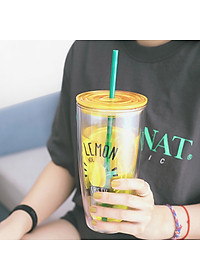 Ly nhựa 2 lớp Lock&Lock HAP507 750ml - Hàng chính hãng, có ống hút, có nắp đậy - Tặng kèm cọ rửa