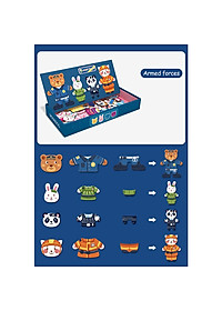 Bộ Đồ Chơi Xếp Hình thay quần áo gia đình nhà Thỏ- Gấu- Động Vật- Chất liệu gỗ, có nam châm