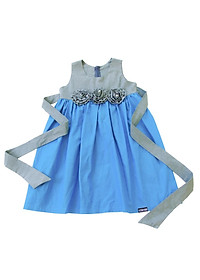 Váy đầm bé gái xanh ba bông hoa KIKA- Từ 11kg-45kg - K143