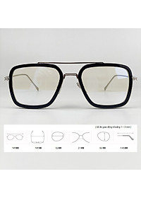 Gọng Kính Cận, Kính Giả Cận Chống UV Mắt Vuông To Khung Ngang Viền Đen Hàn Quốc - BLUE LIGHT