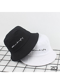 Nón bucket, mũ tai bèo nam nữ vành tròn Hàn Quốc thêu chữ ký, vải cotton cao cấp