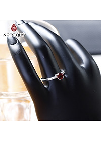 Nhẫn bạc nữ đá Garnet mệnh hỏa, thổ - Ngọc Quý Gemstones