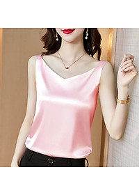 Áo Hai Dây Cổ Tim Mặc Trong Vest blazer kiểu nữ freesize (40-65kg) Vải Lụa Satin Mịn ,Thoáng Mát New  Design AO0003