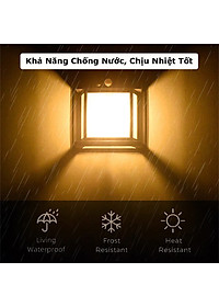 Đèn năng lượng mặt trời cảm biến ánh sáng tự động bật tắt, đèn mặt trời cảm biến hồng ngoại trang trí sân vườn 3 chế độ, ánh sáng vàng-BK888