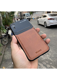 Ốp lưng da kính cao cấp dành cho iPhone XR - Màu vàng nâu - Hàng nhập khẩu - DELICATE