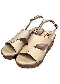 Giày sandal Nữ Đế Xuồng TiTi ĐÔ Da Bò Thật Cao Cấp 7cm DNU2025c