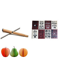 Bộ 1 Sổ tay gỗ truyền cảm hứng Kèm bút gỗ 15 -21cm+ 1 TẬP GIẤY NOTE GHI CHÚ HÌNH TRÁI CÂY(GIAO MẪU NGẪU NHIÊN)