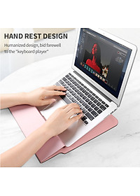 Túi chống sốc bao da laptop macbook kiêm giá đỡ tản nhiệt kèm ví đựng sạc chuột