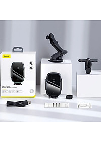 Bộ đế giữ điện thoại dùng trên xe hơi Baseus Light Electric Holder Wireless Charger 15W (tích hợp sạc nhanh không dây 15W và cảm biến tự động nhận diện thiết bị) LV637-BK [Hàng Chính Hãng]