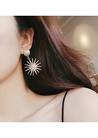 Bông tai mặt trời đính đá ngọc trai sang trọng dự tiệc