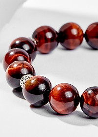 Vòng Tay Phong Thủy Đá Mắt Hổ Nâu Đỏ Phối Charm Tỳ Hưu Bạc (10mm) Mệnh Hỏa, Thổ Ngọc Quý Gemstones