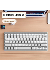 Bàn phím không dây mini W201S - đa kết nối bluetooth 5.0 + 3.0 + Usb wireless 2.4G cho máy tính laptop smartphone hàng nhập khẩu