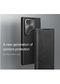 Bao da chống sốc cho Samsung Galaxy S24 Ultra, S24 Plus, S24 trang bị nắp bảo vệ Camera hiệu Nillkin Qin Pro (ngăn đựng thẻ ATM Name Card, chất liệu da cao cấp, thiết kế thời trang cá tính) - Hàng nhập khẩu
