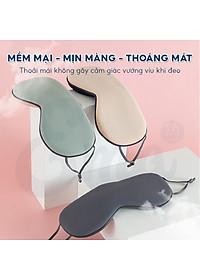 Bịt mắt ngủ lụa 2 mặt EMA, miếng che mắt ngủ cao cấp 2 mặt ấm mát có có quai đeo điều chỉnh