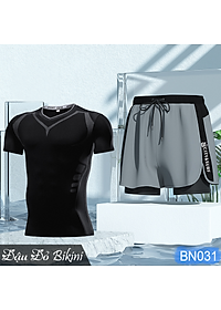 Quần bơi nam 2 lớp cao cấp, phong cách boxer ống ngắn rộng rãi, họa tiết da cá nam tính, lớp trong thun bơi co giãn, lớp ngoài trượt nước dày dặn nhanh khô | BN026