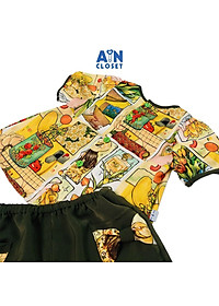 Bộ quần áo lửng bé gái họa tiết Xanh rêu lụa - AICDBGMMGN4M - AIN Closet