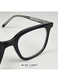 Gọng Kính Cận, Kính Giả Cận Nam Nữ Cao Cấp, Gọng Nhựa Cốt Thép, Mắt Vuông To Trơn, Đen, Xanh Lá, Xám Trong - BLUE LIGHT