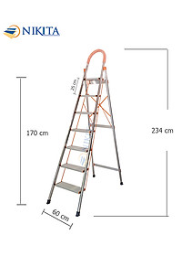 Thang nhôm tay vịn khung INOX Nikita NKT-IN07