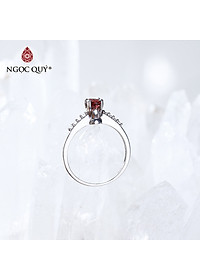 Nhẫn bạc nữ đá Garnet mệnh hỏa, thổ - Ngọc Quý Gemstones