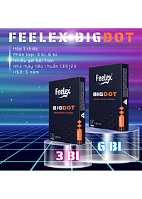 Bao cao su Feelex Bigdot gân gai bi lớn 3, 6 Bi nhiều gel bôi trơn, Hộp 1 bcs