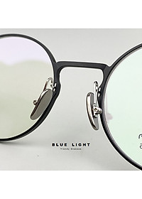 Gọng Kính Cận, Kính Giả Cận TITANIUM Cao Cấp Nam Nữ, Mắt Tròn Nhỏ, Lịch Sự, Sang Trọng, Gọng Đen Bạc, Đen Vàng, Full Đen - BLUE LIGHT
