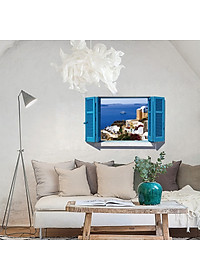 Decal dán tường nguyên miếng cửa sổ màu xanh  Địa Trung Hải SK9059A 