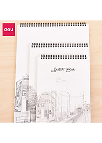Sổ phác thảo 100gsm 40 trang lò xo kép nhiều kích cỡ Deli - Sketchnote - 1 quyển - 73627 / 73628 / 73633