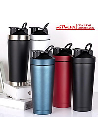 Bình Lắc Inox Tập Gym Shaker Cao Cấp Chính Hãng miDoctor 800ml – Chọn Màu Tặng Kèm Bóng Lò Xo Đánh Bột