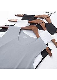 Áo lót nam áo ba lỗ body sát nách cổ chữ V vải lụa lạnh mát không đường may cao cấp