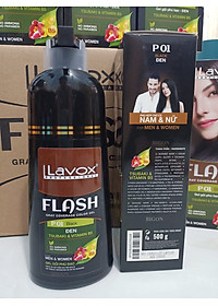 (Đen Tự Nhiên) Dầu Gội Nhuộm Tóc Đen Phủ Bạc Thảo Dược Siêu Dưỡng LAVOX FLASH 500ml - P01