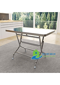 Bàn ăn chữ nhật inox 304 cao cấp rộng 0,7m dài 1m2 chân cao - Nội Thất Bảo An