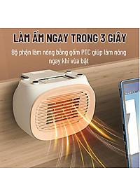 Máy Sưởi Gốm Mini Cho Nhân Viên Văn Phòng Làm Ấm Nơi làm việc phòng ngủ nhà tắm phòng học - Máy Êm Ấm Áp - Quạt Sưởi Ấm Mini Công Suất Max 400W Du Lịch Phượt Dã Ngoại Máy sưởi ấm cho phòng ngủ, quạt sưởi gốm nóng nhanh an toàn cho trẻ em - Hàng Nhập Khẩu