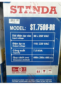 ỔN ÁP STANDA  7.5KW GIẢI 90-250V THM CÓ 3 ĐỒNG HỒ VÀ 2 Ổ CẮM