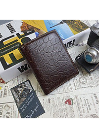 [Da thật] Ví nam da bò vân da voi, Ví đứng nam da thật WS114 (Nâu) - 100% da bò thật, BH 3 năm