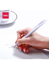 Bút Bi Nước Mực Gel Bấm Ngòi 0.5mm Deli - Thiết Kế Vỏ Trong Suốt Phù Hợp Văn Phòng Sinh Viên Học Sinh Ghi Chép Sổ Tay - A057B