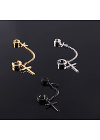 Bông Tai Nam Nữ Dây Xích Thánh Giá Đeo 2 Lỗ Chất Liệu Thép Titan Ko Rỉ TT 2010 - 1 Chiếc
