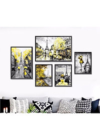 Khung tranh treo tường Hà Nội xưa ép kim sa - bo viền composite KT03