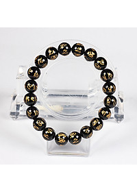 Vòng Tay Mã Não Đen Khắc Thần Chú 10ly - Vòng tay phong thủy cho nam và nữ