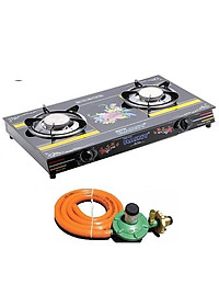 Bếp Gas Hồng Ngoại Đôi Cao Cấp RaiNy – Tặng bộ van dây - Hàng chính Hãng ( Màu Ngẩu Nhiên)