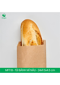 MFT1B - 24x9.5x4.5 cm - 100 Túi giấy bánh mì nâu
